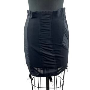 RAGO New York Open Black Bottom Girdle Corset Nylon Stretch Side Zipper Large 30